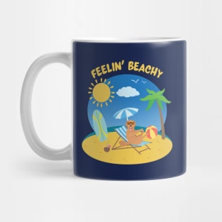 Feelin' Beachy with Golden Retriever on Beach Enjoying Summer Vacation Mug